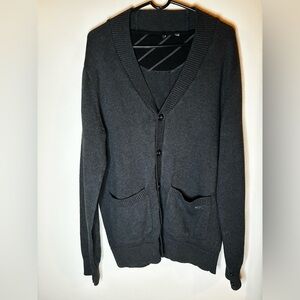 Nixon men’s L Cotton cardigan Sweater button Academia Professor Dark Gray